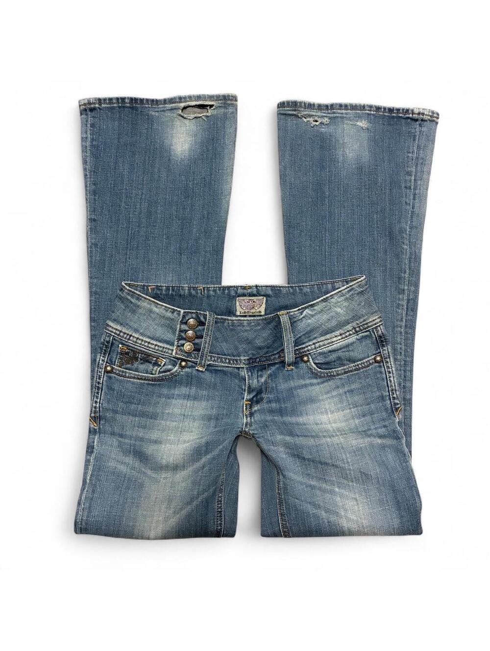 Rerock by Express Y2K triple button Low Rise Flare Jeans